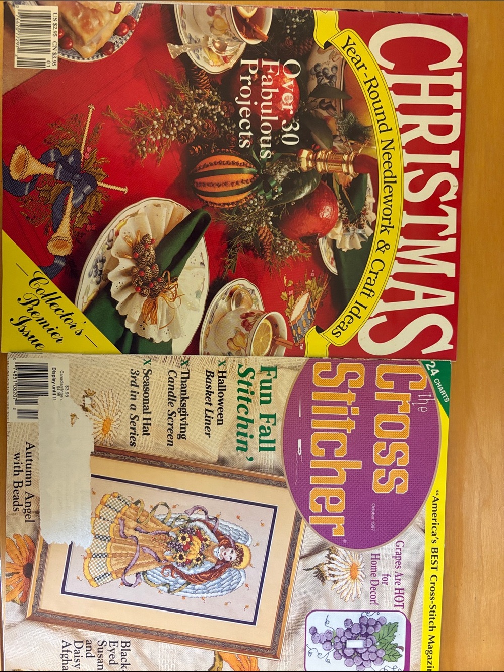 Christmas & The Cross Stitcher Magazines - Red, Purple, Green Accents